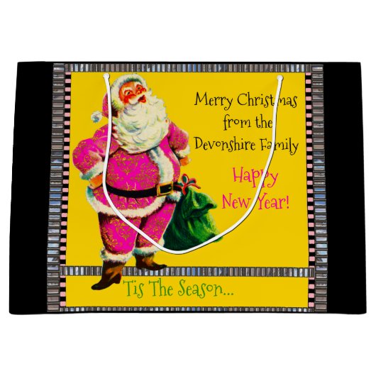 ヴィンテージ·ピンク·サンエレガントタ·クリスマス ラージペーパーバッグ (正面)