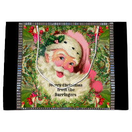 ヴィンテージ·ピンク·サンタがクリスマスに ラージペーパーバッグ