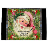 ヴィンテージ·ピンク·サンタがクリスマスに ラージペーパーバッグ (裏面)