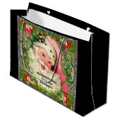 ヴィンテージ·ピンク·サンタがクリスマスに ラージペーパーバッグ (正面アングル)