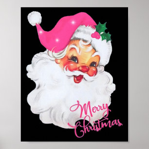ヴィンテージ ピンク サンタクロース メリークリスマス パジャマ X ポスター