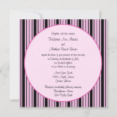 ヴィンテージ ピンク ストライプとシャンデリア スクエア ウェディング 招待状 (裏面)