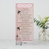 ヴィンテージ ピンク ダマスク 鳥かご Save the Date 招待状 (スタンド正面)