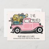 ヴィンテージ·ピンク·トラックの移動 案内ポストカード (正面/裏面)