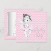 ヴィンテージ ピンク バレリーナ 誕生日パーティー 招待状 (正面/裏面)