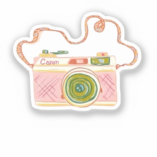 ヴィンテージ ピンク フィルム カメラ シール (正面)