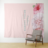 ヴィンテージ ピンク フラワーブライダルシャワー 背景 シンプル タペストリー (インサイチュ(横))