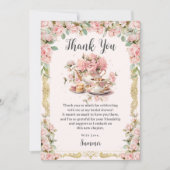 ヴィンテージ ピンク フラワー ハイティーパーティー ブライダルシャワー サンキューカード (正面)