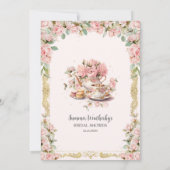 ヴィンテージ ピンク フラワー ハイティーパーティー ブライダルシャワー サンキューカード (裏面)