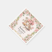 ヴィンテージ ピンク フラワー ハイティーパーティー ブライダルシャワー スタンダードカクテルナプキン (角)