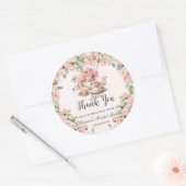 ヴィンテージ ピンク フラワー ハイティーパーティー ブライダルシャワー ラウンドシール (封筒)