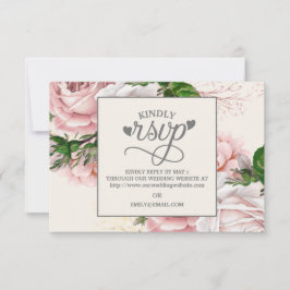 ヴィンテージ ピンク フラワー バラ クリーム色 結婚式 RSVP