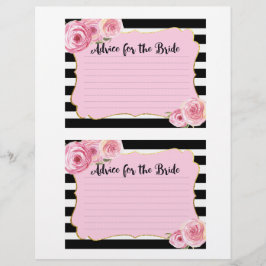 ヴィンテージ ピンク フラワー ブライダル シャワー アドバイス カード