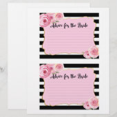 ヴィンテージ ピンク フラワー ブライダル シャワー アドバイス カード (正面/裏面)