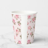ヴィンテージ ピンク フラワー ブライダル シャワー 紙コップ (右)