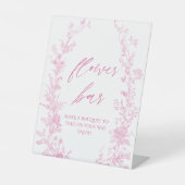 ヴィンテージ ピンク フラワー ブーケ フラワーバー ポスター 台座サイン (正面)