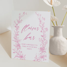 ヴィンテージ ピンク フラワー ブーケ フラワーバー ポスター 台座サイン