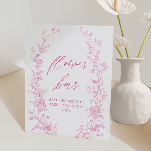 ヴィンテージ ピンク フラワー ブーケ フラワーバー ポスター 台座サイン