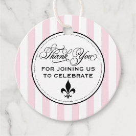 ヴィンテージ ピンク フルール ド リス フレンチ ブライダル シャワー フェイバータグ