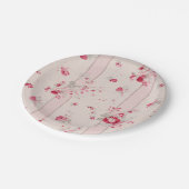 ヴィンテージ ピンク フローラル ペーパープレート (アングル)
