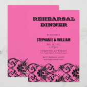 ヴィンテージ ピンク フローラル リハーサル ディナー カード (正面/裏面)