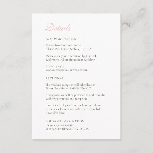 ヴィンテージ ピンク フローラル ローズレース ウェディング 詳細 エンクロージャーカード (正面)