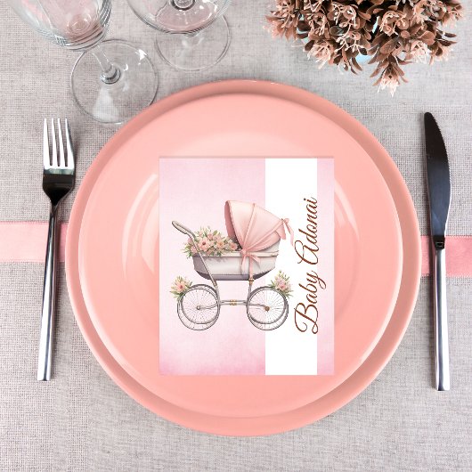 ヴィンテージ ピンク ベビーカー プレート装飾