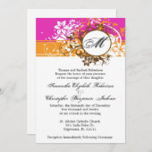 ヴィンテージ·ピンク·モノグラエレガントム·ウェディング·インベイト 招待状 (正面/裏面)