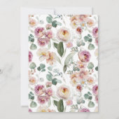 ヴィンテージ ピンク ラブ イズ ブルーミング ブライズ シャワー 招待状 (裏面)