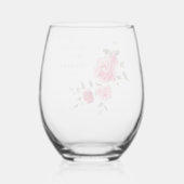 ヴィンテージ ピンク レッド ローズ 水彩 結婚前のお祝い ステムなしワイングラス (裏面)