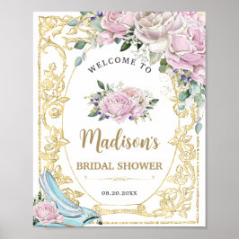 ヴィンテージ ピンク ローズ ゴールド プリンセス ブライダル シャワー ポスター
