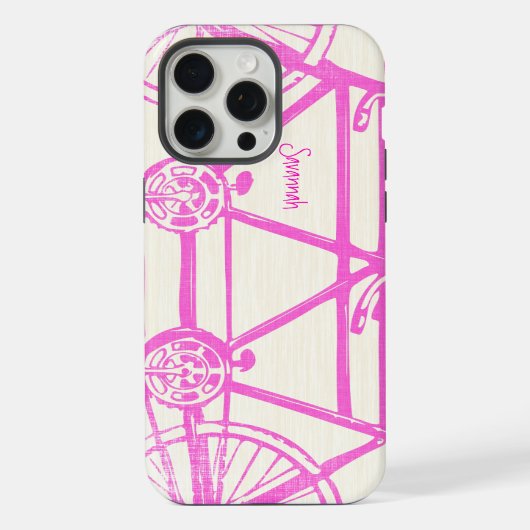 ヴィンテージ ピンク 明るい色 自転車柄 iPhone iPhoneケース (裏面)