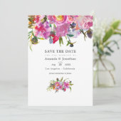 ヴィンテージ ピンク 牡丹 水彩 結婚式 フォト セーブザデート (スタンド正面)