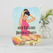 ヴィンテージ·ピンナップ·ガールとSea Shellパーティー 招待状 (スタンド正面)