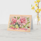 ヴィンテージ・ピン絵画ク・ローズの誕生日カード カード (黄色い花)