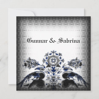 ヴィンテージ·ピークス&フローラ·ブルー·ゴシック結婚ズ 招待状