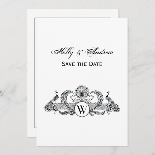 ヴィンテージ・ピーコックのモノグラム 招待状 (正面/裏面)