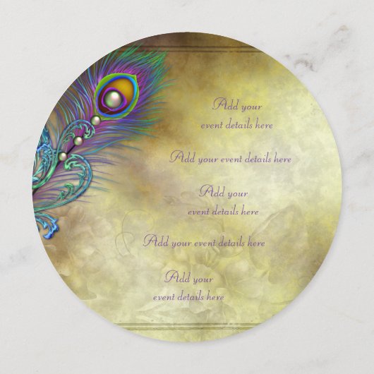 ヴィンテージ・ピーコックの結婚式メニュー メニュー (裏面)