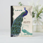 ヴィンテージ　ピーコック５　－　フォーマルな結婚式の招待状 出欠カード (スタンド正面)
