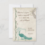 ヴィンテージ　ピーコック５　－　フォーマルな結婚式の招待状 出欠カード (裏面)