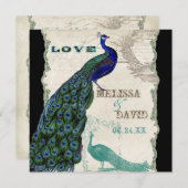 ヴィンテージ　ピーコック５　－　フォーマルな結婚式の招待状 招待状 (正面/裏面)