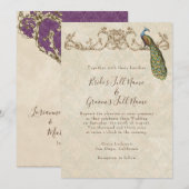 ヴィンテージ ピーコック&エッチング ウェディング インビテーション 招待状 (正面/裏面)