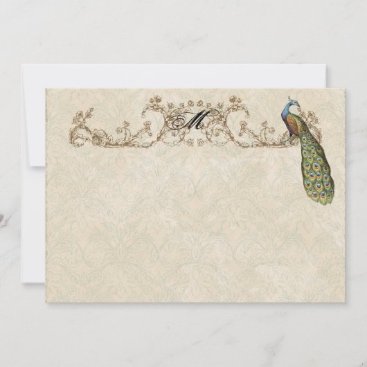 ヴィンテージ　ピーコック＆エッチング　感謝のメッセージカード サンキューカード (正面)