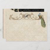 ヴィンテージ　ピーコック＆エッチング　感謝のメッセージカード サンキューカード (正面/裏面)