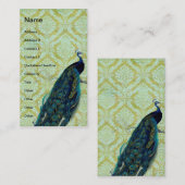 ヴィンテージ·ピーコック·オン·ダマスク·パターン 名刺 (正面/裏面)