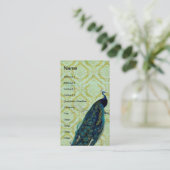 ヴィンテージ·ピーコック·オン·ダマスク·パターン 名刺 (スタンド正面)