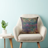 ヴィンテージ・ピーコック・ティール（緑がかった色）・パープル・金ゴールド・スクロール・ダマスク クッション (椅子)