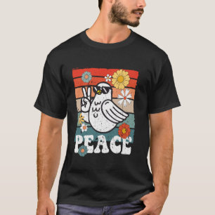 ヴィンテージ ピース ダブ 鳩 平和のサイン ヒッピースタイル グルービー Tシャツ