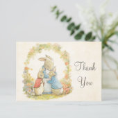 ヴィンテージ・ピーターザラビットジェンダーが男の子を明かす サンキューカード (スタンド正面)