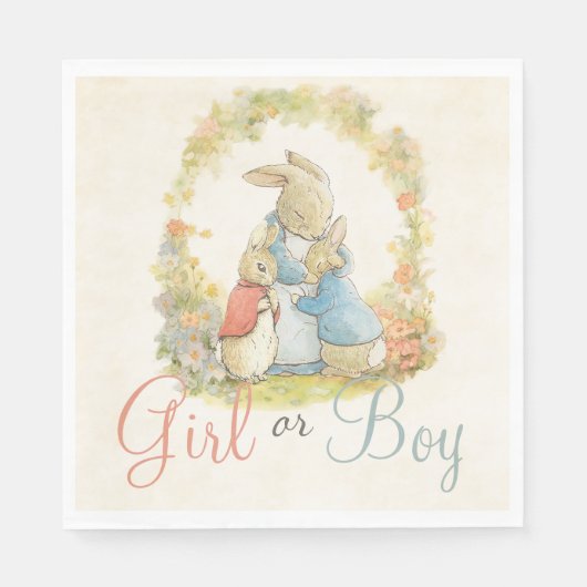 ヴィンテージ・ピーターザラビットジェンダーが男の子を明かす スタンダードランチョンナプキン (正面)